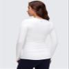 CRZ YOGA Butterluxe Maternity Crewneck Long Sleeve Shirts - Athletic Yoga Casual Pregnancy Womens Tee Tops Basic Layer Soft White X-Large view 2
