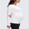 CRZ YOGA Butterluxe Maternity Crewneck Long Sleeve Shirts - Athletic Yoga Casual Pregnancy Womens Tee Tops Basic Layer Soft White X-Large view 3