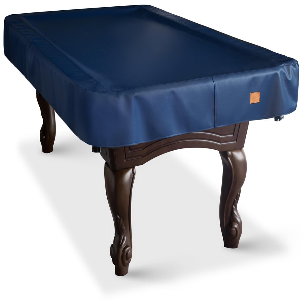BEARCOVER Heavy Duty Leatherette Billiard Pool Table Cover, Waterproof & Tearproof Cover for Pool Table 7/8/9FT 9Feet-Blue_Faux Calf