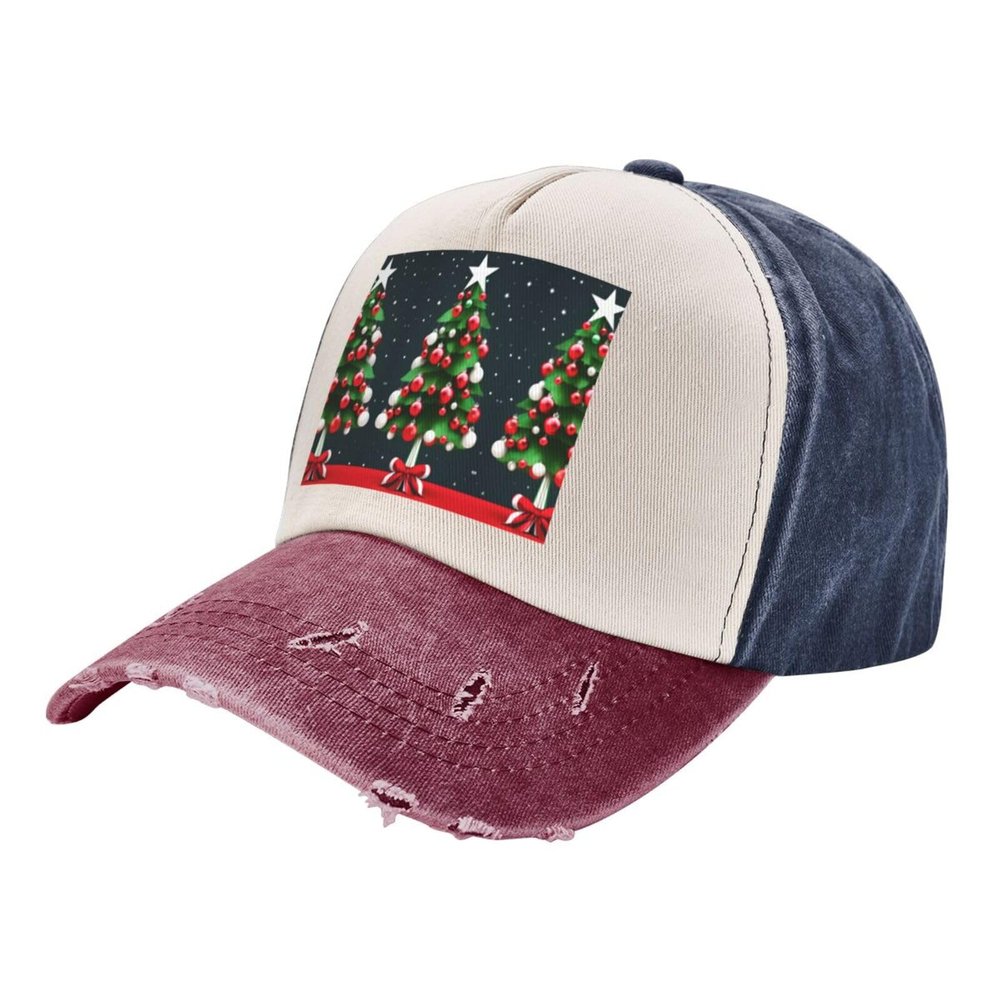Christmas Tree Unisex Adjustable and Breathable Sporty Denim Hat,Stylish Baseball Cap for Outdoor Activities