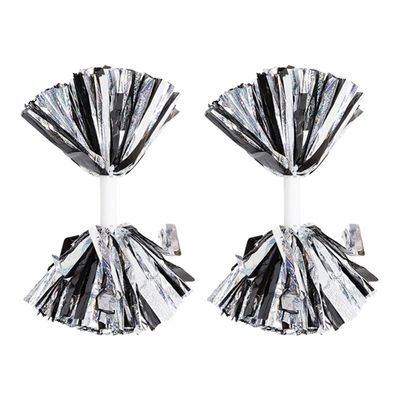 GANAZONO 2pcs Metallic Cheerleader Pom Poms Handle for Sports Events Dance Performances and Parties Dynamic Outdoor Cheer Props for Fans and Teams Suitable for Ages