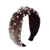 YOLAI Pearl Knotted Headband Women Hairband Elegant Wide Top Knot Headbands Fashion Ladies Hair Hoop (Brown, One Size) view 2