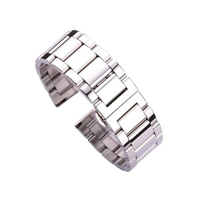 WUURAA 18 20 21 22 23 24mm Watchbands Solid Stainless Steel Silver Men Watch Band Bracelet Double Fold Deployment Clasp Strap (Color : All polished, Size : 20mm)