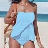 Women's Two Piece Set Tankini Swimsuits Sexy Off Shoulder Swimwear Beachwear with Bottom Tummy Control Bathing Suits Light Blue view 2