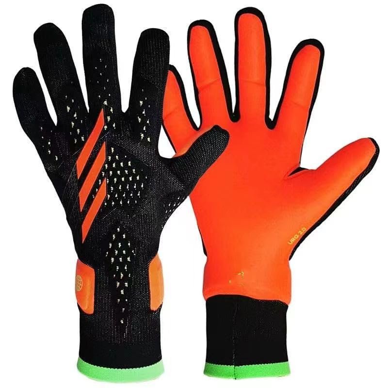 PLbSe Soccer Goalkeeper Gloves Goalie Training Gloves Strong Grip Anti-Slip and Breathable for Adults and Children (Black Orange,9)