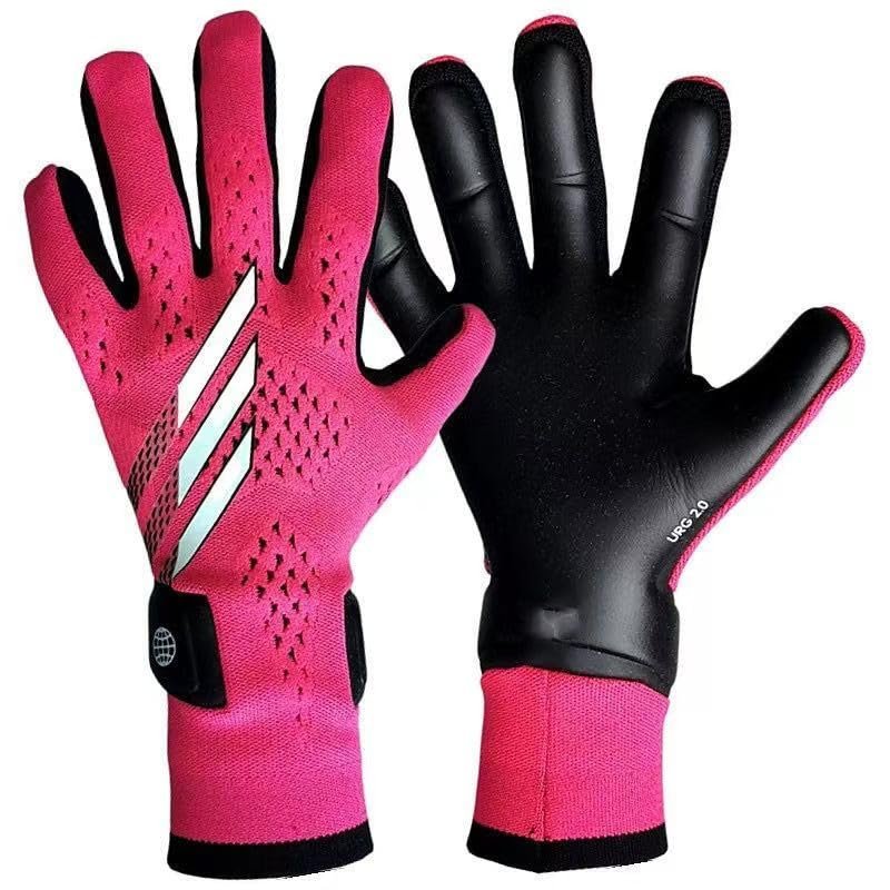 PLbSe Soccer Goalkeeper Gloves Goalie Training Gloves Strong Grip Anti-Slip and Breathable for Adults and Children (Pink,7)