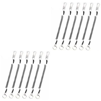 BESPORTBLE 12pcs Fishing Coiled Ropes Retractable Elastic Lanyards - Fishing Accessories for Kayaks Boats Flexible Gear
