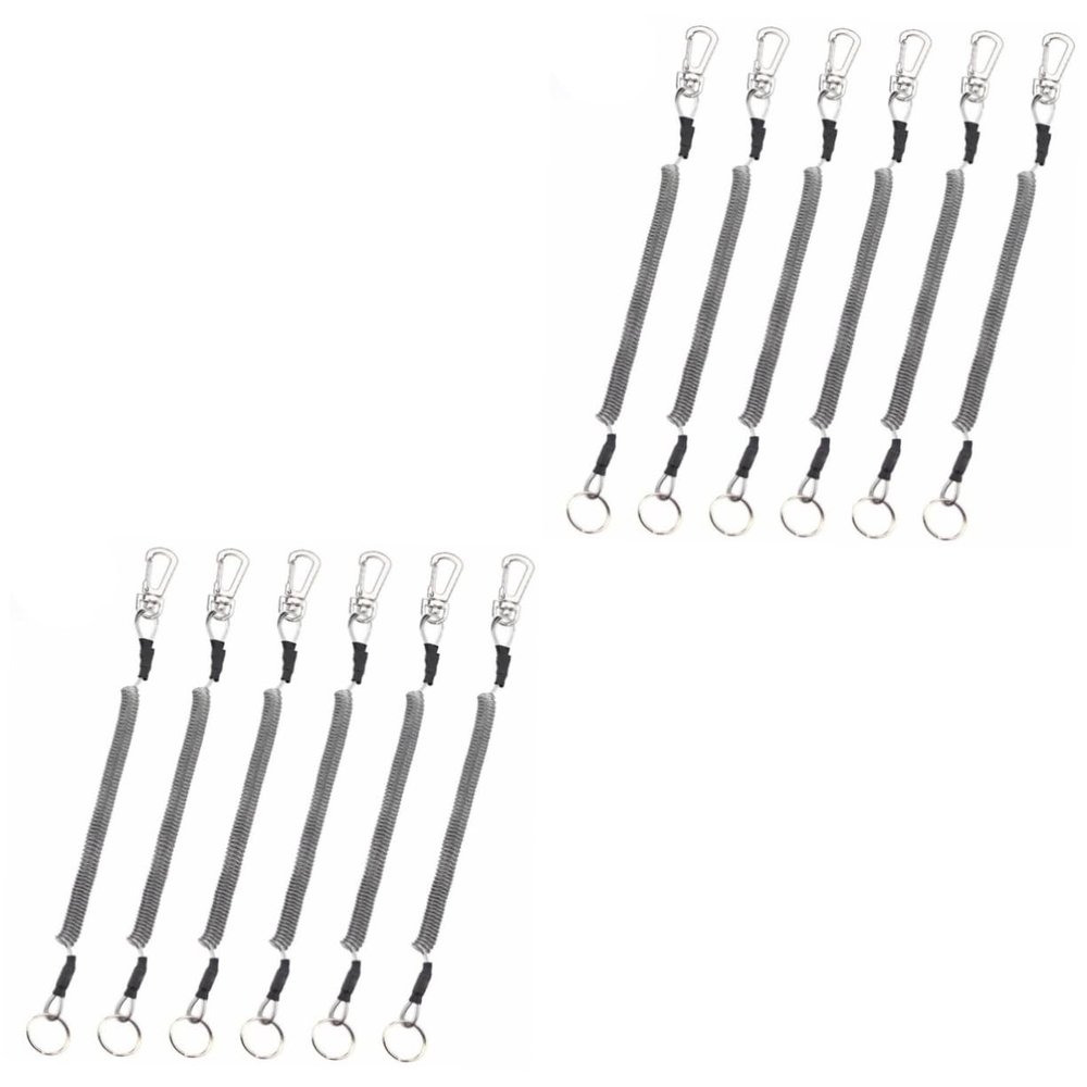 BESPORTBLE 12pcs Fishing Coiled Ropes Retractable Elastic Lanyards - Fishing Accessories for Kayaks Boats Flexible Gear