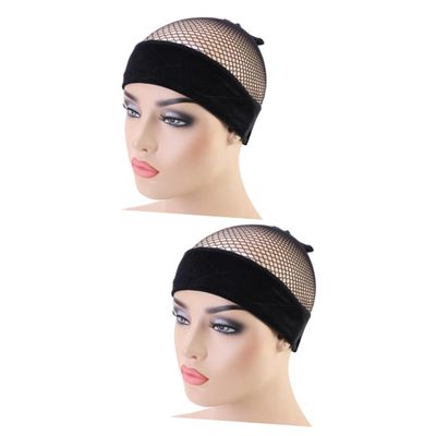 Didiseaon 2pcs Elastic Adjustable Wig Headband Mesh Cover for Comfortable Wear Suitable for Hair Types Soft Breathable and Design Wig Accessories Black