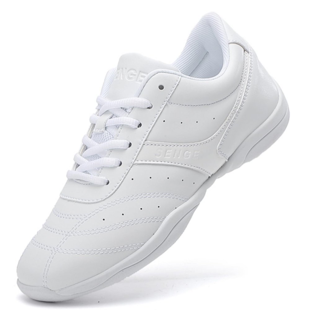 GlideMoves Cheer Shoes Women Dancing Sneakers Training Competition Comfortable Girls Cheerleading Tumbling Exercise Fitness Kids Youth Adults Little Kid Size 11.5 White 28