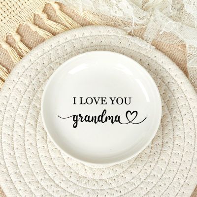I Love You Grandma Ring Dish Decorative Jewelry Tray Trinket Jewelry Holder Home Decor Grandmother Grandma Gift from Grandkids Ceramic Round 4"