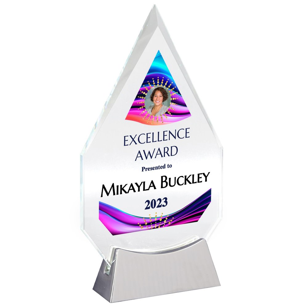 9 1/4" Personalized Glass Plaque for Awards and Trophies, Custom Award for Employee of the Month, Retirement, Leadership and Appreciation Gift N (D6)