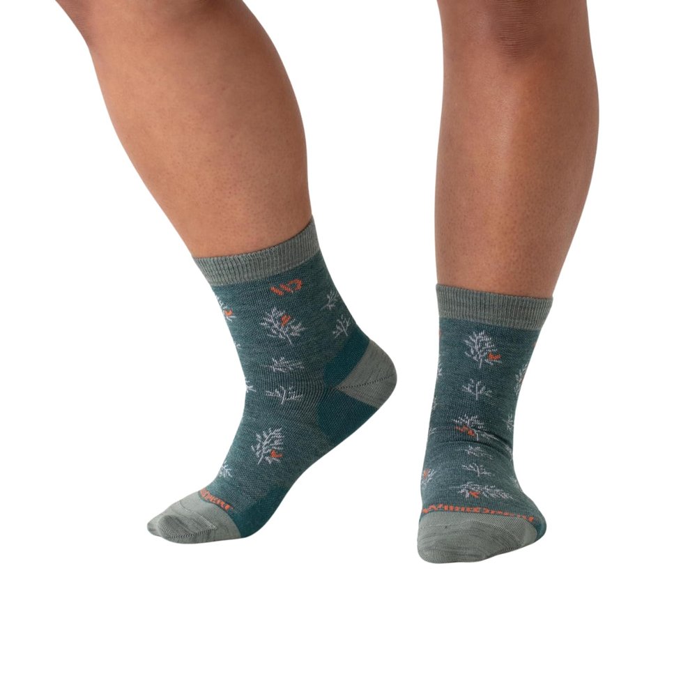 Wide Open Micro Crew Women's Socks - Merino Wool, Foliage Lightweight Everyday Wide Fit Socks for Women, Ankle Wear - Teal, Large