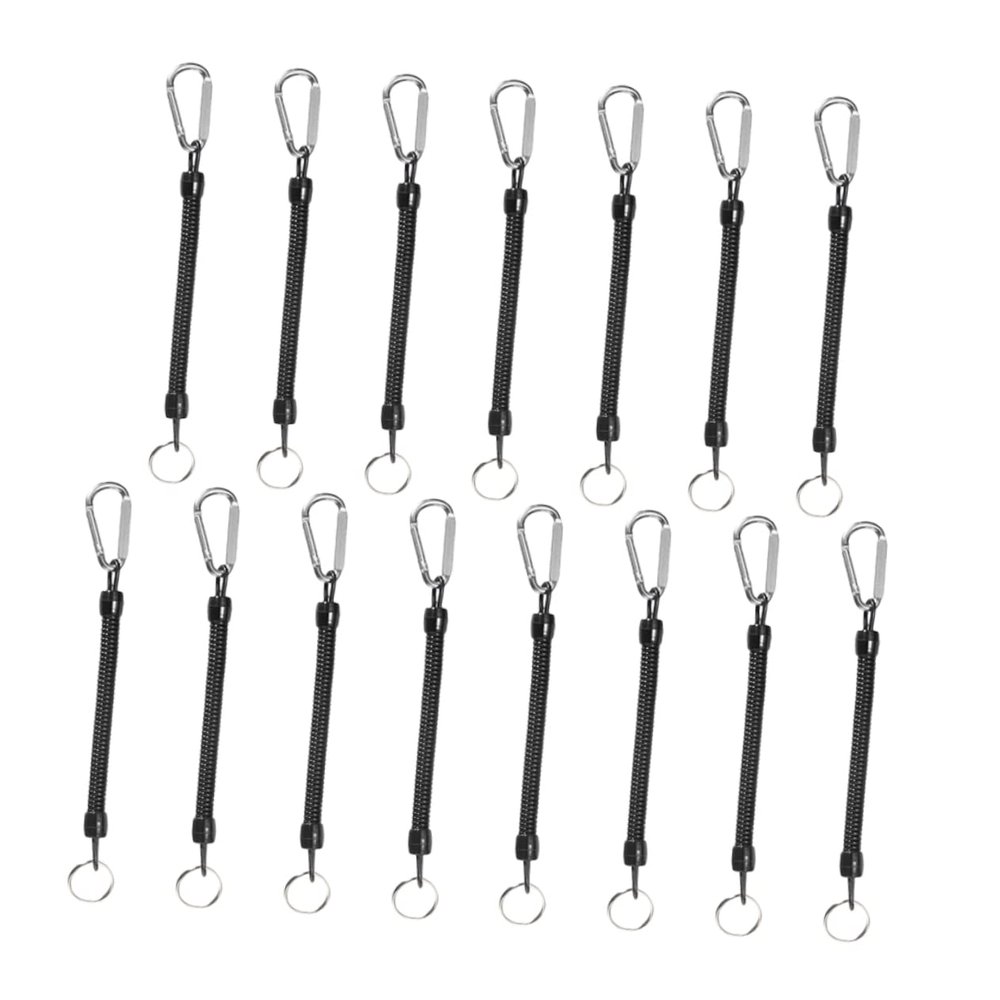 BESPORTBLE Outdoor Adventure Essential: 15pcs Retractable Ropes Keychain Ring Anti-Lost Phone Spring