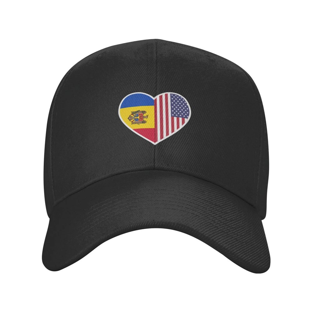 I Love America and Moldova Baseball Caps for Men Women Hat Adjustable Cap Trucker Hats Dad Cap Black