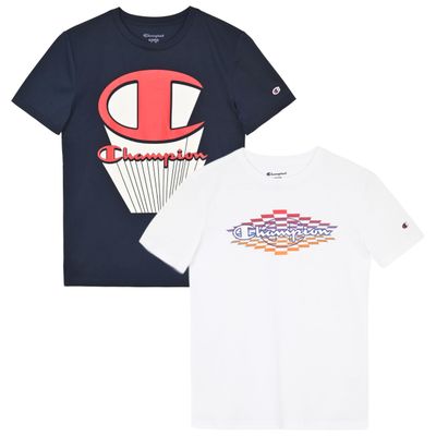 Champion Boys Tee Shirts 2 Pack Short Sleeve T-Shirts for Boys in Sizes 4-18