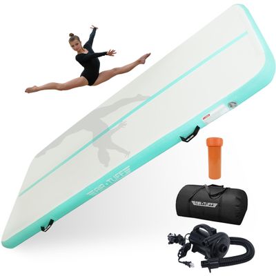 AIR TUFF Inflatable Gymnastics Mat | Air Tumbling Track with Electric Pump for Home Gym, Yoga, Cheer, Gymnastics Equipment | Includes Mat Bag | Perfect for Kids and Adults, Indoor and Outdoor Use