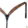 HILASON Western Leather Horse Breast Collar Floral Carved Black/Brown view 2