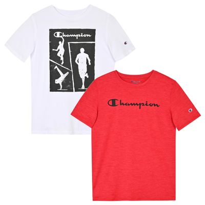 Champion Boys Tee Shirts 2 Pack Short Sleeve T-Shirts for Boys in Sizes 4-18