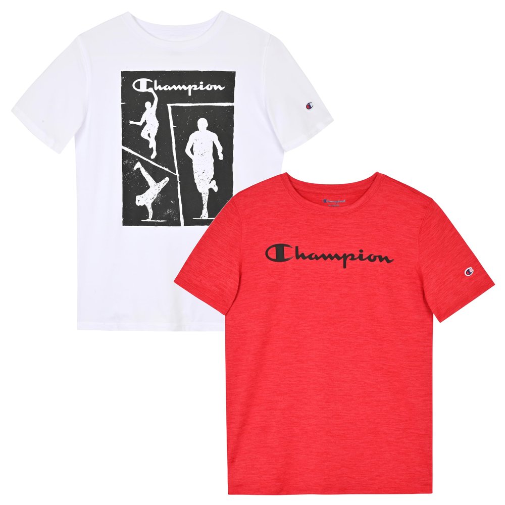 Champion Boys Tee Shirts 2 Pack Short Sleeve T-Shirts for Boys in Sizes 4-18