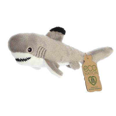 Aurora Responsibly Made Eco Nation Eco Softies Black Tipped Shark Stuffed Animal - Ideal for Playtime Adventures - Perfect for Birthdays or Just Because - Grey 10.5 Inches