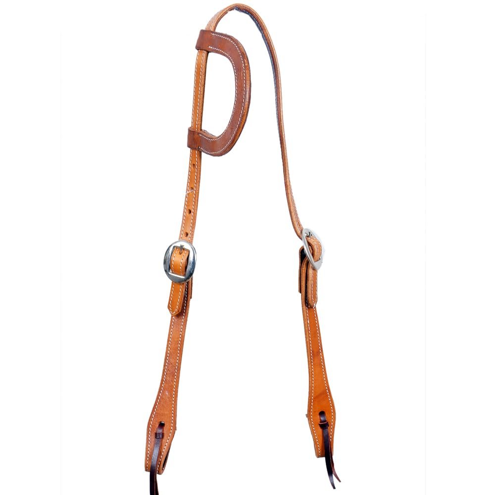 BAR H EQUINE Western Horse Genuine Leather Hand Tooled One Ear Headstall Tan