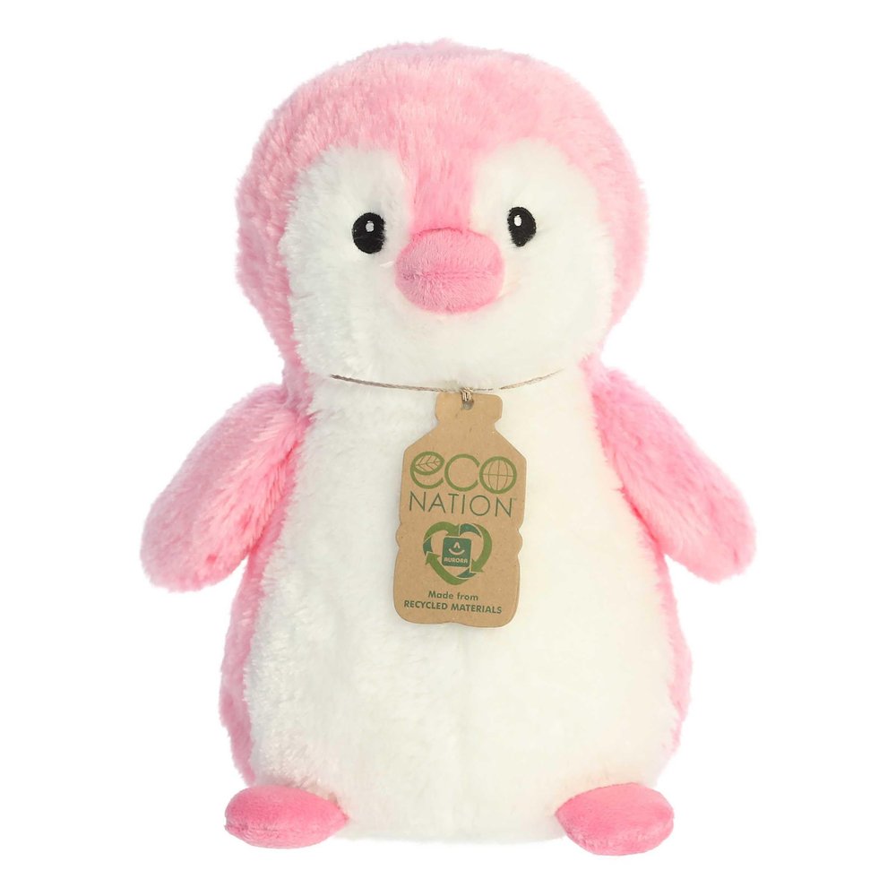 Aurora Responsibly Made Eco Nation Eco Hugs Penguin Stuffed Animal - Ideal for Playtime Adventures - Perfect for Birthdays or Just Because - Pink 11 Inches