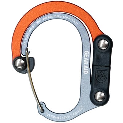 GEAR AID HEROCLIP Carabiner Clip and Hook (Mini) for Travel, Luggage, and Small Bags, Orange, 1 Pack