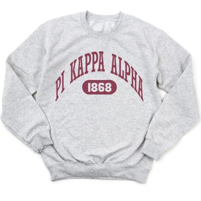 Pi Kappa Alpha Sweatshirt - PIKE Large Athletic Fraternity Crewneck Sweatshirt Ash