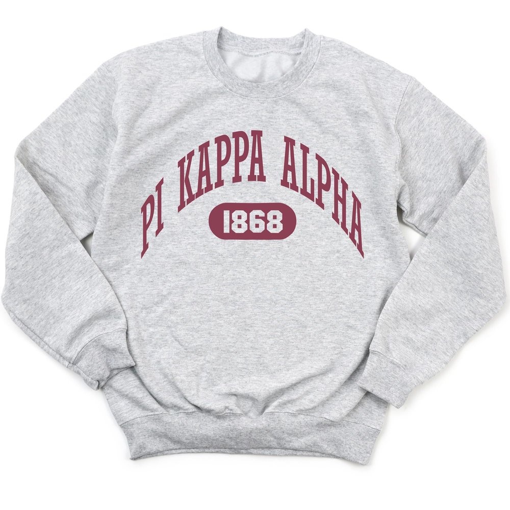 Pi Kappa Alpha Sweatshirt - PIKE Large Athletic Fraternity Crewneck Sweatshirt Ash