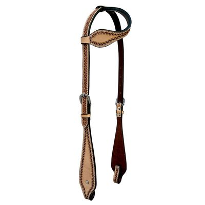 BAR H EQUINE Western Genuine Leather Horse One Ear Headstall Tan
