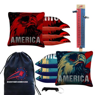 BackYardGamesUSA CornholeGamesUSA Tournament Cornhole Bags Sets of 8 Regulation Professional, Tournament Slick n Stick Corn Hole Beans Bags for Cornhole Games