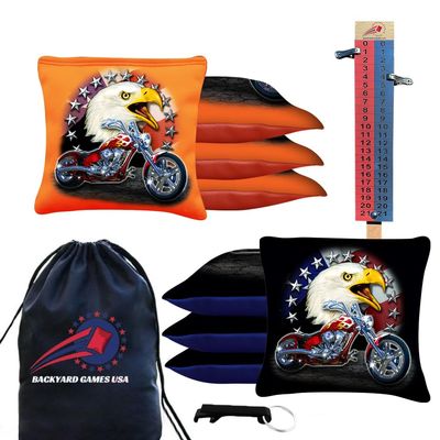 BackYardGamesUSA CornholeGamesUSA Tournament Cornhole Bags Sets of 8 Regulation Professional, Tournament Slick n Stick Corn Hole Beans Bags for Cornhole Games