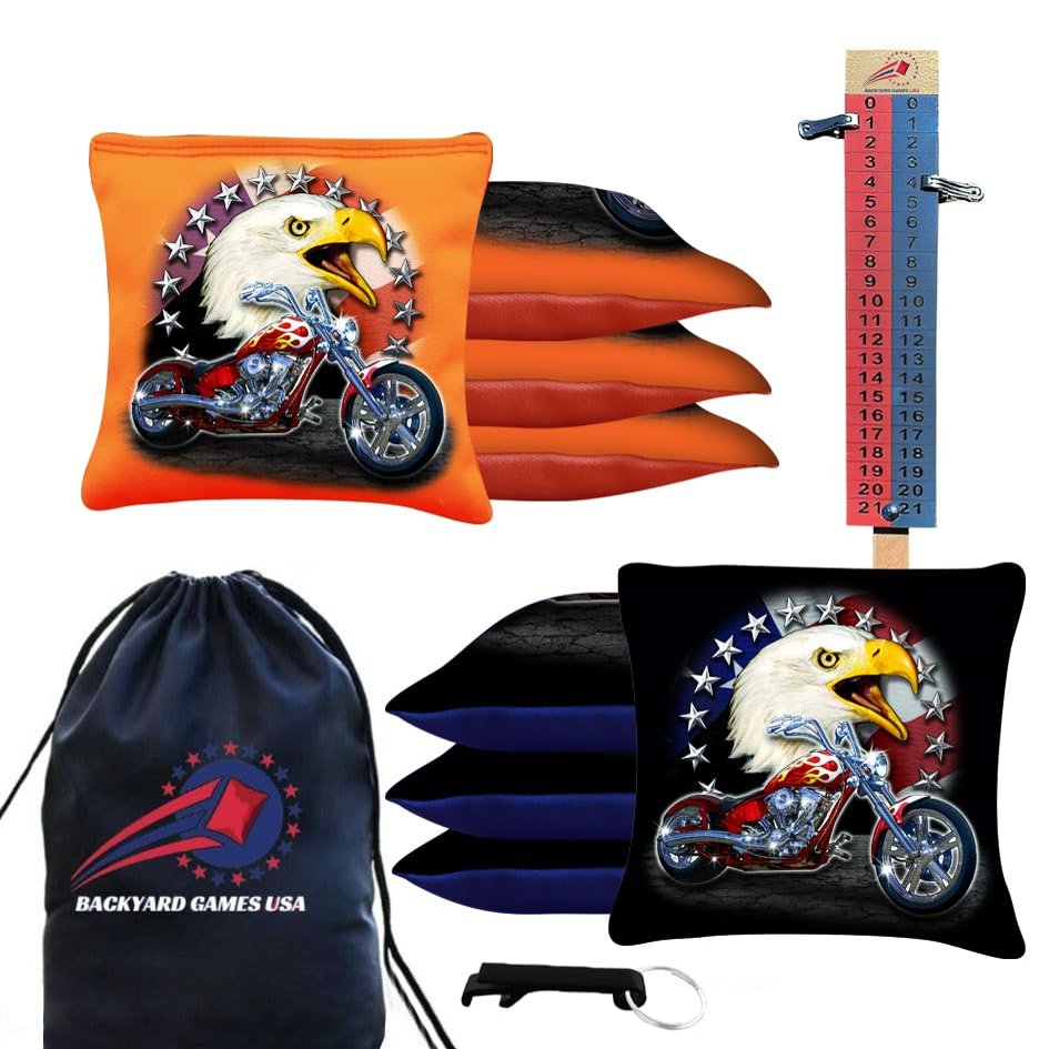 BackYardGamesUSA CornholeGamesUSA Tournament Cornhole Bags Sets of 8 Regulation Professional, Tournament Slick n Stick Corn Hole Beans Bags for Cornhole Games