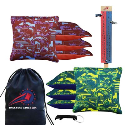 BackYardGamesUSA CornholeGamesUSA Tournament Cornhole Bags Sets of 8 Regulation Professional, Tournament Slick n Stick Corn Hole Beans Bags for Cornhole Games