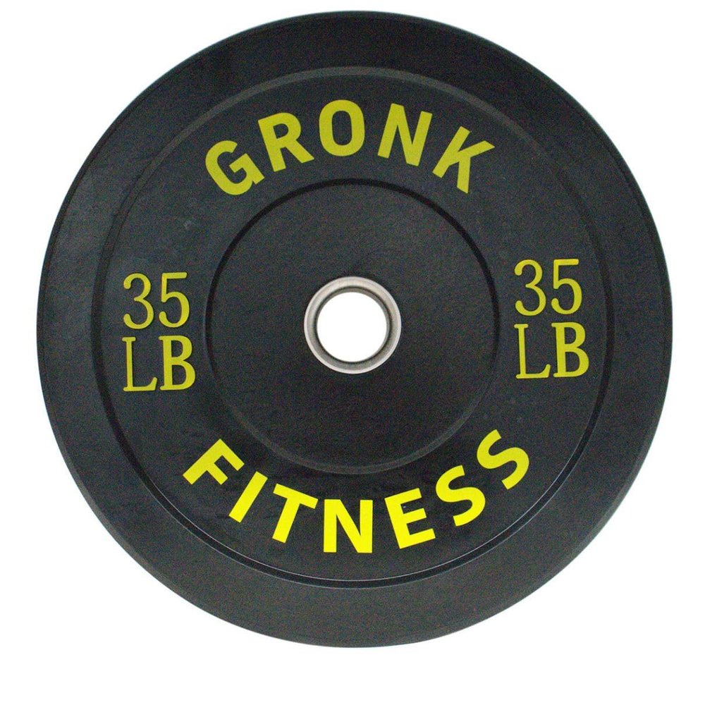 Gronk Fitness Premium Rubber Bumper Plates | 2" Olympic Bumper Plates with Steel Hub | Perfect for Strength Training | Color Coded | 35lbs