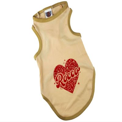 Personalized Valentine's Day Dog Shirt, XOXO Heart Dog Shirt, Valentine's Day Outfit for Dogs, Personalized Dog Shirt, Clothes for Pets (Vintage Vanilla Shirt, XXS- 2-4 lbs)