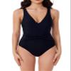 BCA By Rebecca Virtue Tori Twist - Women's One Piece Swimsuit, Plunge Neck, Twist-Front Waist, Bathing Suits for Women, Black, Large view 1