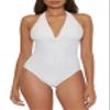 BCA By Rebecca Virtue Twist Front - Women's One Piece Swimsuit, Plunge V-Neck, Bathing Suits for Women, White, Medium view 1
