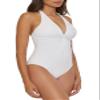 BCA By Rebecca Virtue Twist Front - Women's One Piece Swimsuit, Plunge V-Neck, Bathing Suits for Women, White, Medium view 2