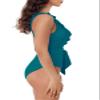 BCA By Rebecca Virtue Kelly - Women's Ruffle One Piece Swimsuit, Plunge V-Neck, Bathing Suits for Women, Teal, Small view 3