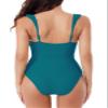 BCA By Rebecca Virtue Kelly - Women's Ruffle One Piece Swimsuit, Plunge V-Neck, Bathing Suits for Women, Teal, Small view 4
