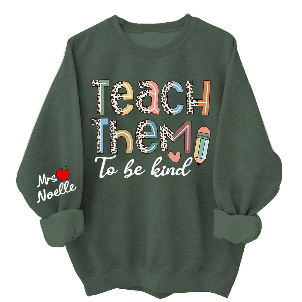 NAZENTI Personalized Sweatshirt - Custom Teacher Shirts, Women's Sweatshirts, Gifts For Educators (Cotton, C3)