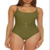 BCA By Rebecca Virtue Buckle - Women's One Piece Swimsuit, Scoop Neck, Bathing Suits for Women, Olive, Medium view 1
