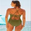 BCA By Rebecca Virtue Buckle - Women's One Piece Swimsuit, Scoop Neck, Bathing Suits for Women, Olive, Medium view 3