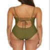 BCA By Rebecca Virtue Buckle - Women's One Piece Swimsuit, Scoop Neck, Bathing Suits for Women, Olive, Medium view 4