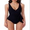 BCA By Rebecca Virtue Megan - Women's One Piece Swimsuit, V-Neck, Wraparound Waist Tie, Bathing Suits for Women, Black, Medium view 1