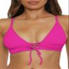 BCA By Rebecca Virtue Women's Standard Lace-Up Halter Bikini Top, Adjustable, Tie Back, Swimwear Separates, Magenta view 1