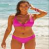 BCA By Rebecca Virtue Women's Standard Lace-Up Halter Bikini Top, Adjustable, Tie Back, Swimwear Separates, Magenta view 4