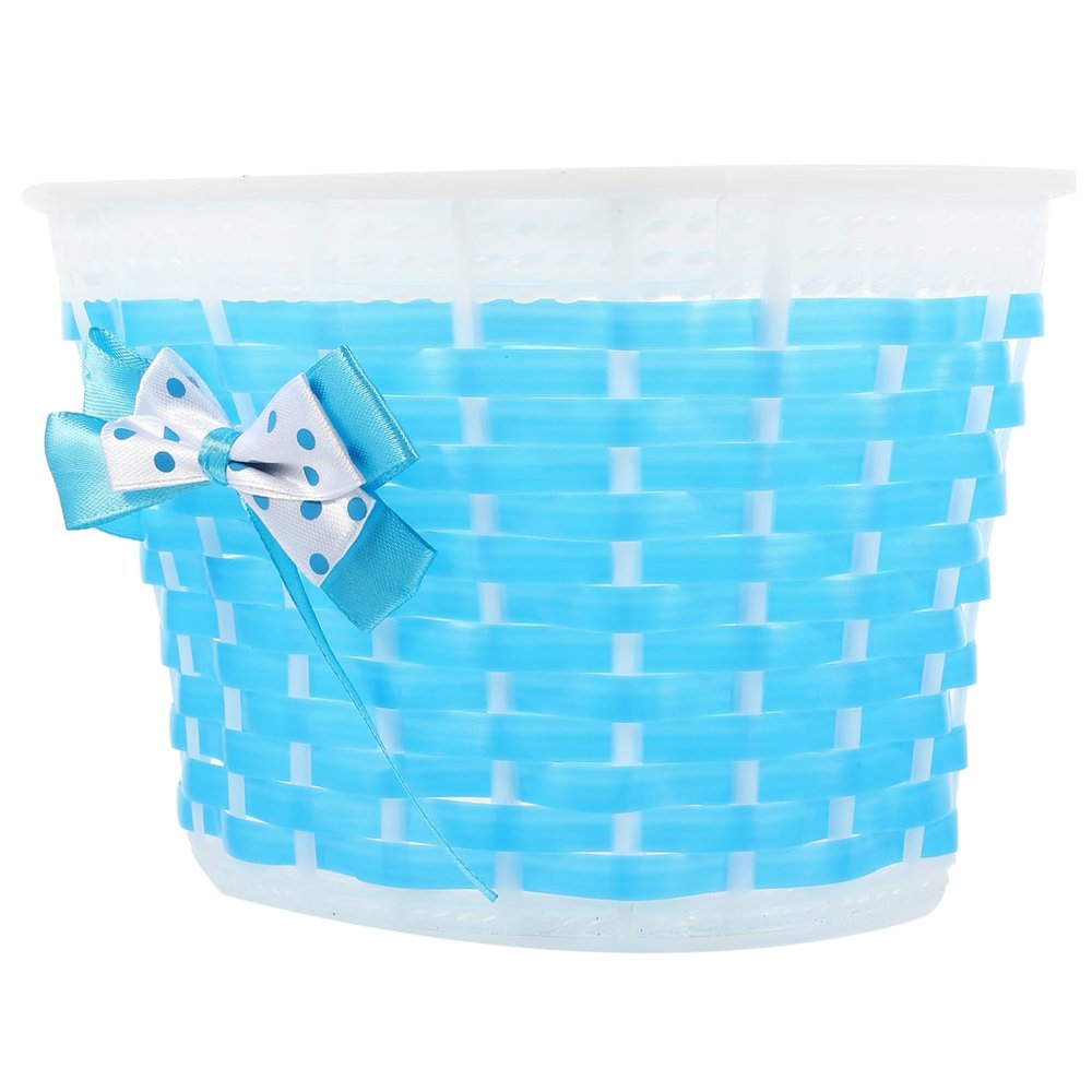 Bike Basket for Boys and Girls Front Basket Bowknot Style Plastic Knitted Compact Strong Ideal for Children Random Style